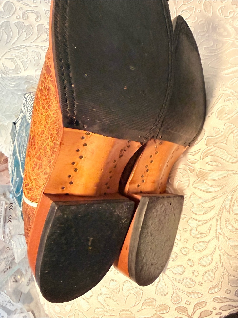 HP Teal Blue and Brown Western Cowboy Boots - Picture 4 of 11